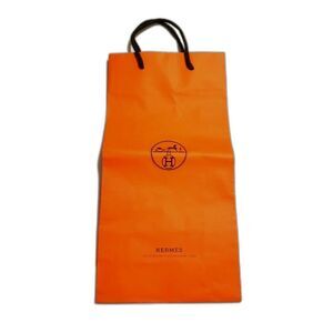 Hermes shopping bag orange paper logo authentic